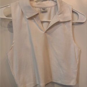 Sunday Best White Collared Crop Top